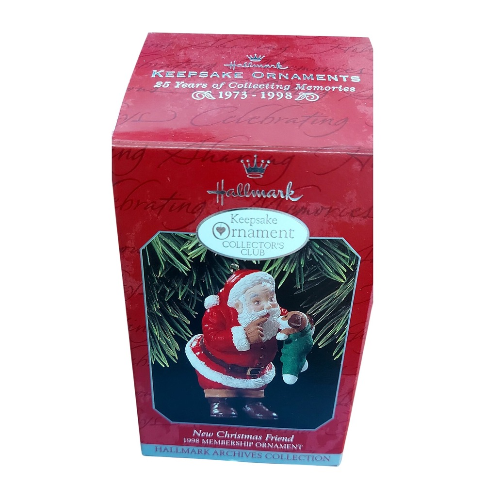 Vintage Hallmark Keepsake Ornament 1998 New Christmas Friend Santa Puppy QXC4516